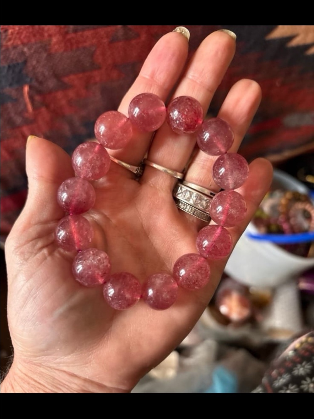 Leopidocrocite aka golden Strawberry Quartz Bracelet UHQ